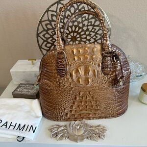 Brahmin Saddle Melbourne Croc-Embossed Satchel